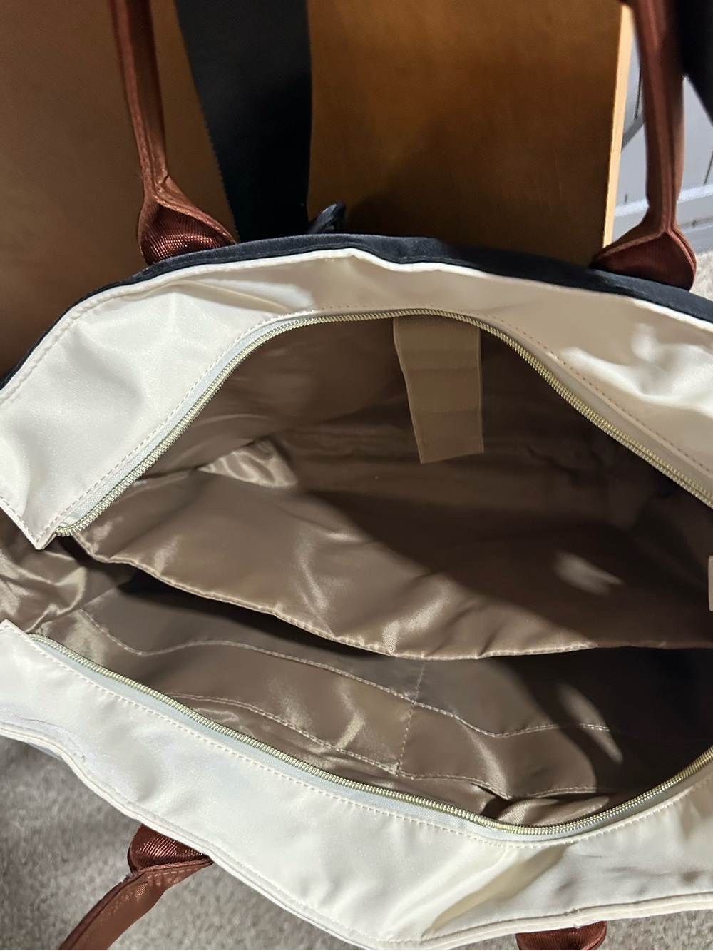 Beige and Brown work Tote Bag - lovevook